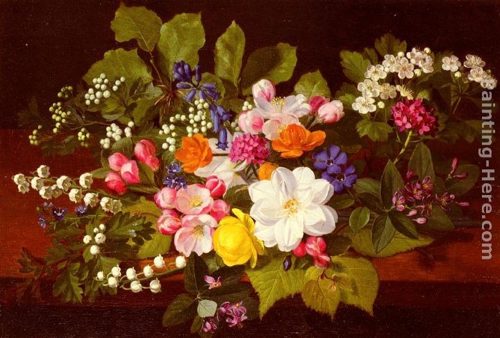 Otto Didrik Ottesen A Bouquet Of Spring Flowers On A Ledge